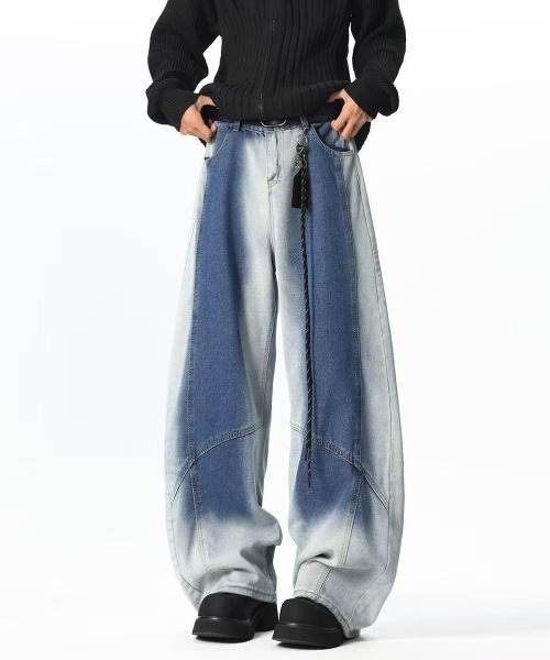 FreeZone ジーンズ ツートーンバルーンワイドデニムパンツ メンズ