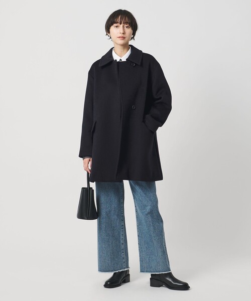 UNITED ARROWS 2WAYカラー ミドルコート　ステンカラーコート　黒 UNITED ARROWS（ユナイテッドアローズ） ステンカラーコート コート