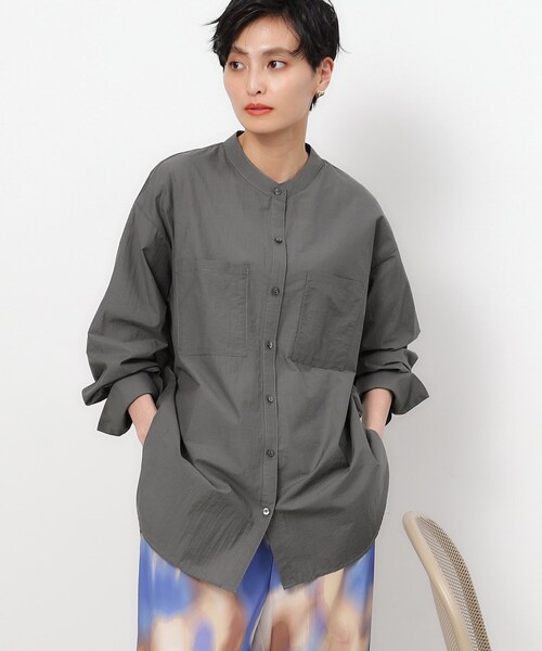 「OPAQUE.CLIP」 長袖ブラウス 38 ダークグレー レディース_画像3