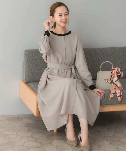 URBAN RESEARCH ROSSO WOMEN」 長袖ワンピース FREE ネイビー