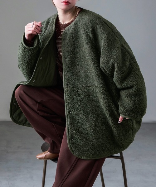 Fashion Letter（ファッションレター） ノーカラーコート コート ボア
