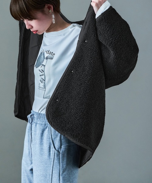 Fashion Letter(ファッションレター) ノーカラーコート コート ボア Fashion Letter(ファッションレター) ノーカラーコート コート ボア