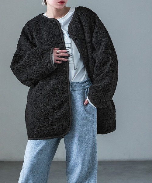 Fashion Letter（ファッションレター） ノーカラーコート コート ボア
