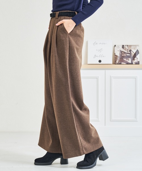 パンツ ZOZO限定 ベルト付きタックカットパンツ レディース