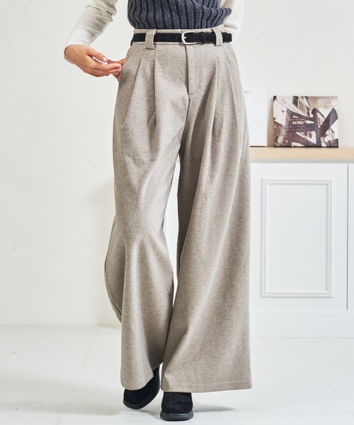 パンツ ZOZO限定 ベルト付きタックカットパンツ レディース