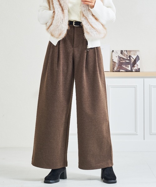 パンツ ZOZO限定 ベルト付きタックカットパンツ レディース