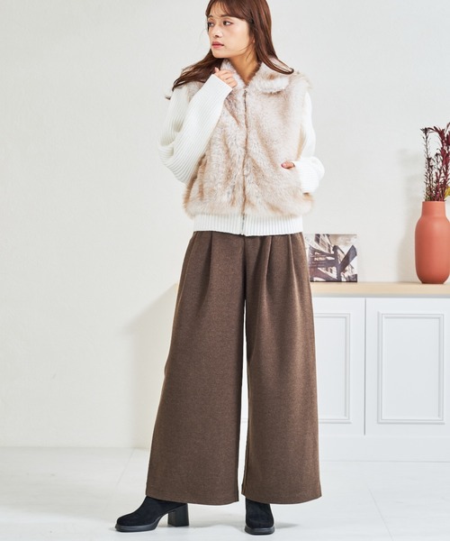 パンツ ZOZO限定 ベルト付きタックカットパンツ レディース