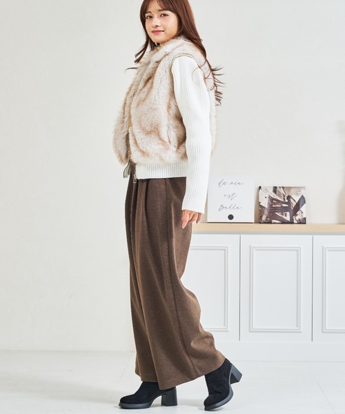 パンツ ZOZO限定 ベルト付きタックカットパンツ レディース