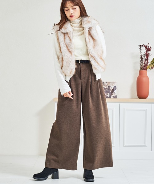 パンツ ZOZO限定 ベルト付きタックカットパンツ レディース