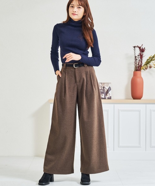 パンツ ZOZO限定 ベルト付きタックカットパンツ レディース