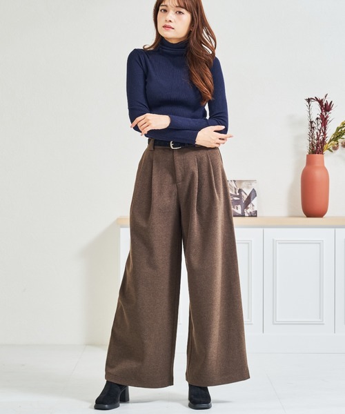 パンツ ZOZO限定 ベルト付きタックカットパンツ レディース