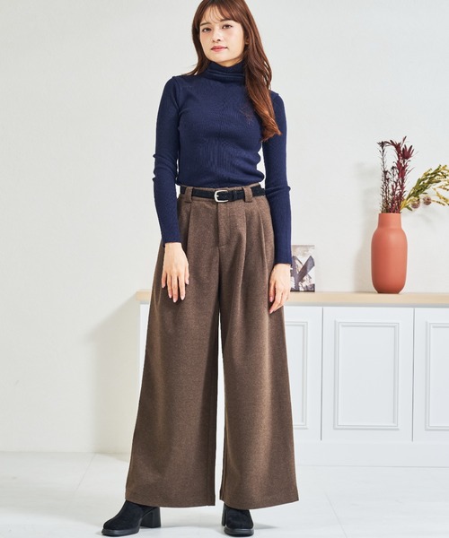 パンツ ZOZO限定 ベルト付きタックカットパンツ レディース