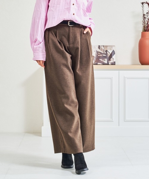 パンツ ZOZO限定 ベルト付きタックカットパンツ レディース