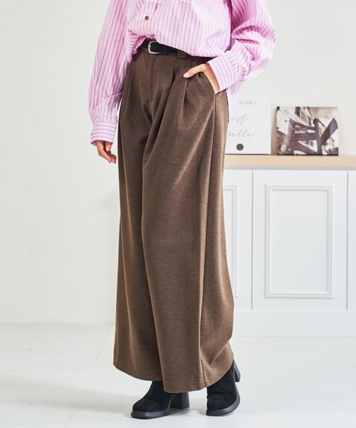 パンツ ZOZO限定 ベルト付きタックカットパンツ レディース