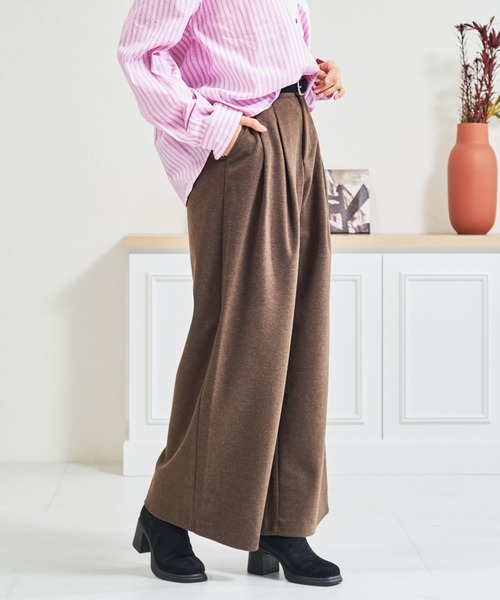パンツ ZOZO限定 ベルト付きタックカットパンツ レディース