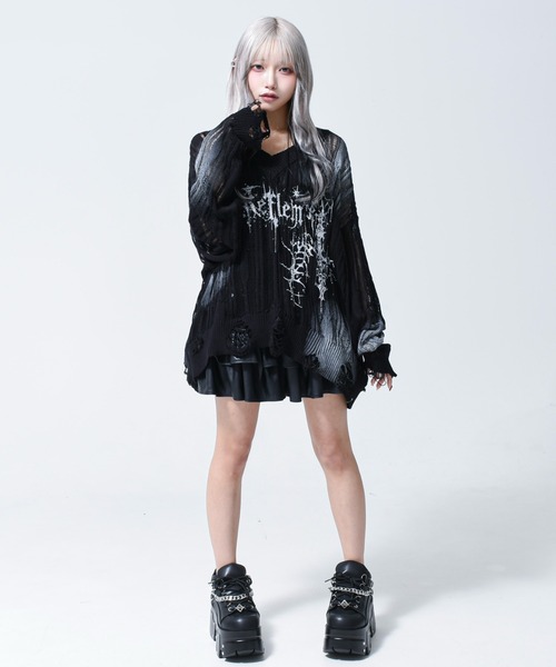 『REFLEM/レフレム』顔料加工ダメージニットPO REFLEM（レフレム） ニット セーター 「REFLEM/レフレム」顔料加工