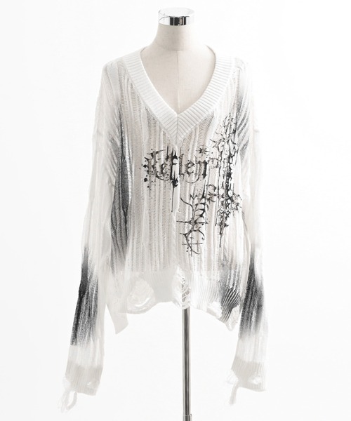 『REFLEM/レフレム』顔料加工ダメージニットPO REFLEM（レフレム） ニット セーター 「REFLEM/レフレム」顔料加工