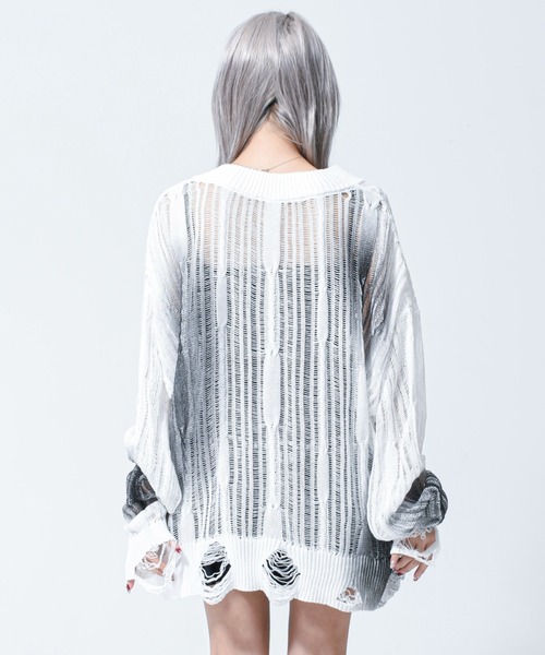 REFLEM(レフレム) 顔料加工ダメージニットPO REFLEM（レフレム） ニット セーター 「REFLEM/レフレム」顔料加工