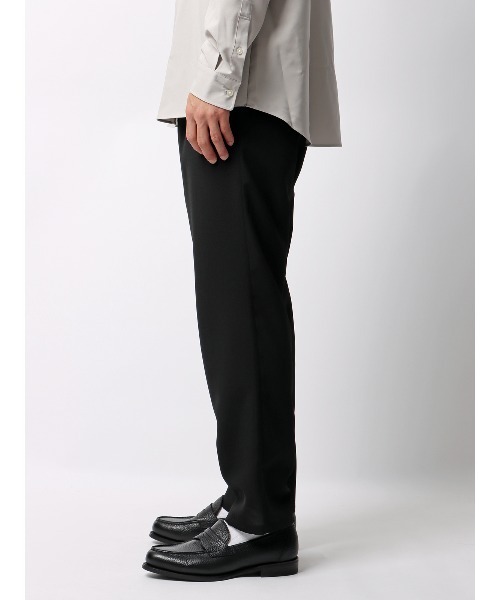 スラックス タックテーパードパンツ ストレッチ 吸水速乾 ウールライク