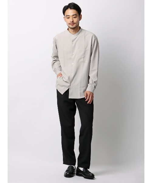 スラックス タックテーパードパンツ ストレッチ 吸水速乾 ウールライク