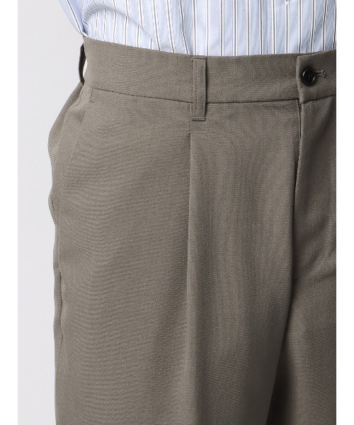 スラックス タックテーパードパンツ ストレッチ 吸水速乾 ウールライク