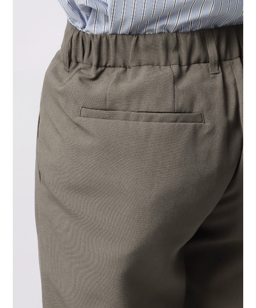 スラックス タックテーパードパンツ ストレッチ 吸水速乾 ウールライク