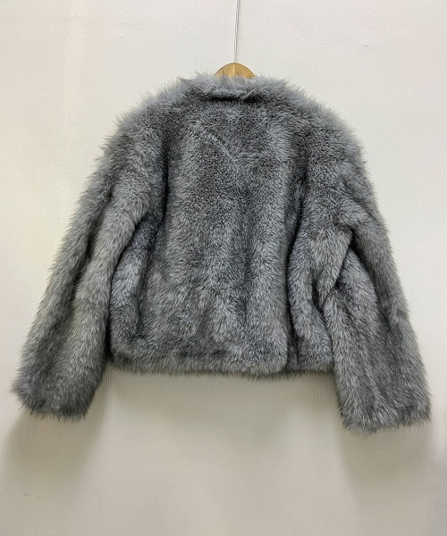 ジャケット ノーカラージャケット ノーカラー フェイクファー