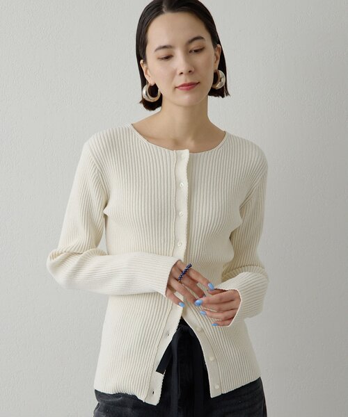 Whim Gazette（ウィム ガゼット） カーディガン RAW SILK リブ