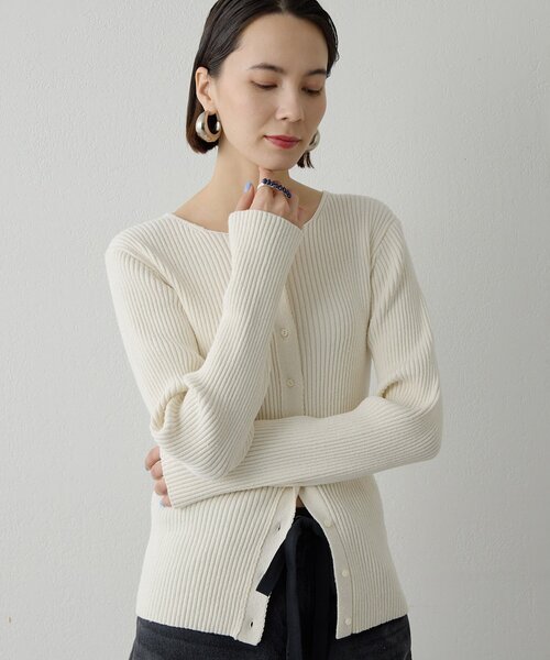 Whim Gazette（ウィム ガゼット） カーディガン RAW SILK リブ