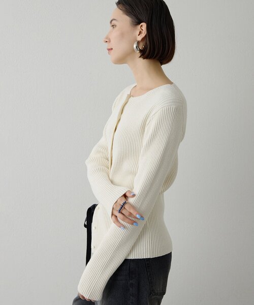 Whim Gazette（ウィム ガゼット） カーディガン RAW SILK リブ