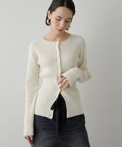 Whim Gazette（ウィム ガゼット） カーディガン RAW SILK リブ
