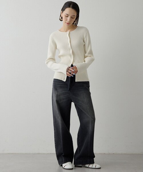 Whim Gazette（ウィム ガゼット） カーディガン RAW SILK リブ