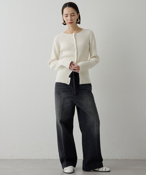 Whim Gazette（ウィム ガゼット） カーディガン RAW SILK リブ