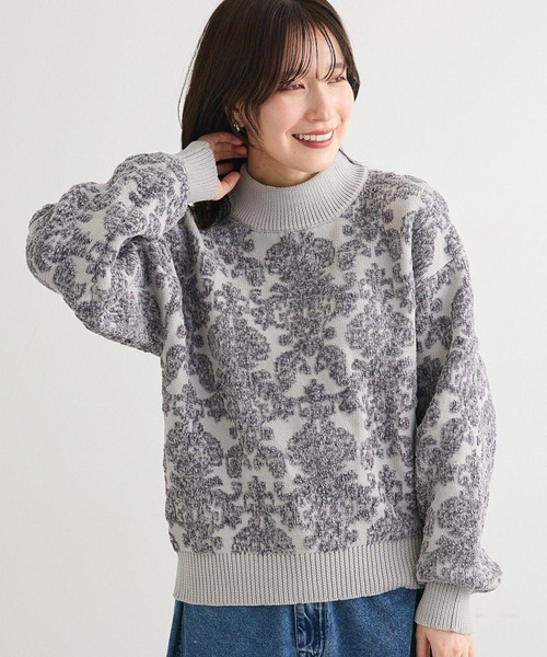 アルベロベロ❤刺繍デザイン グレー ニットセーター 長袖 Green Parks（グリーンパークス） ニット セーター ・swing by