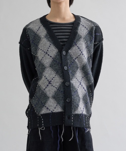 カーディガン Distressed Argyle Cardigan / ディストレストアーガイル