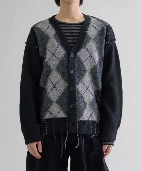 カーディガン Distressed Argyle Cardigan / ディストレストアーガイル
