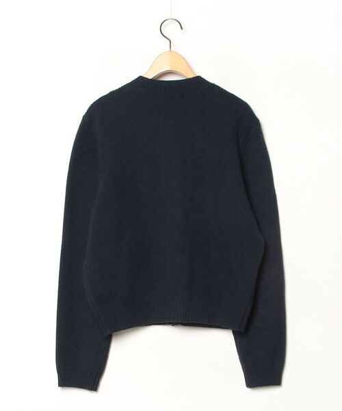 「SEVEN TEN」 刺繍ニットカーディガン M ネイビー レディース_画像2