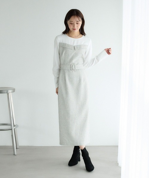「Andemiu」 長袖ワンピース FREE ライトグレー レディース_画像3
