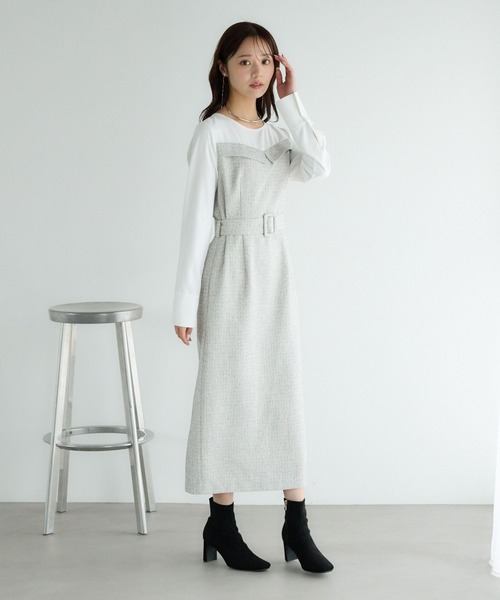 「Andemiu」 長袖ワンピース FREE ライトグレー レディース_画像5