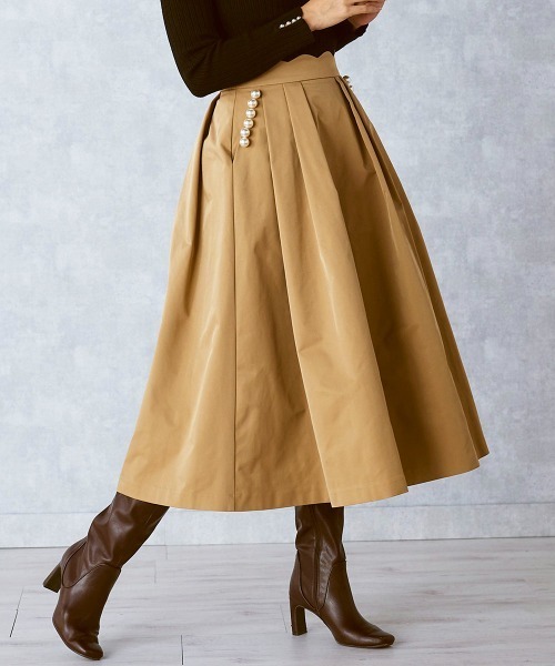 「QUEENS COURT」 フレアスカート SS ベージュ レディース_画像5