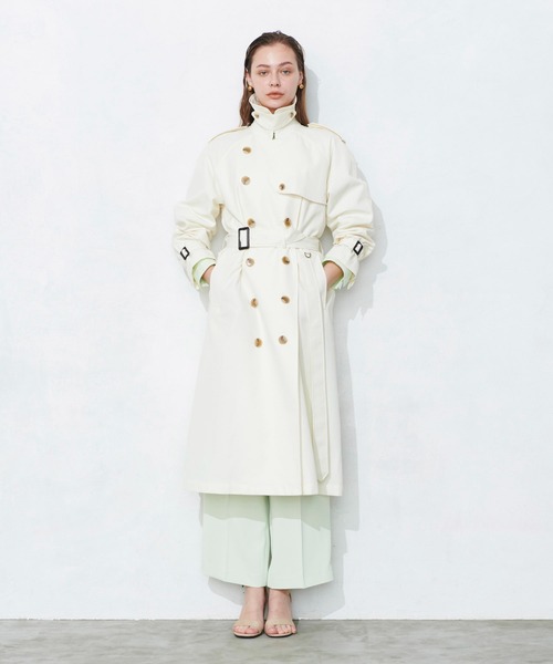 「N.O.R.C by the line」 トレンチコート M ライトグリーン レディース_画像5