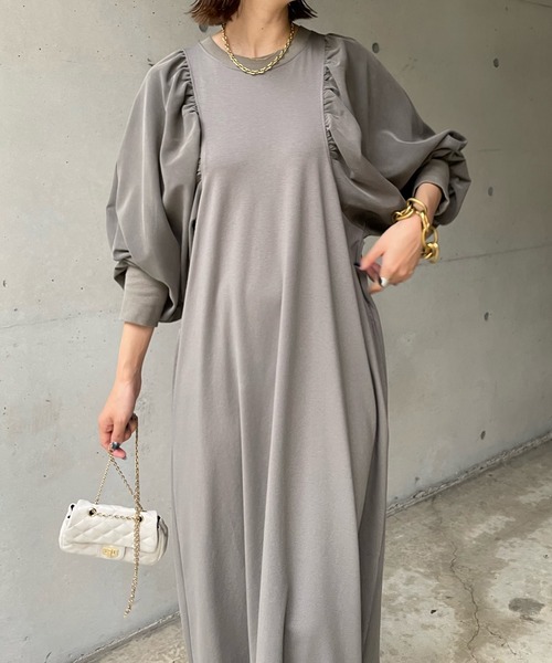 「DouDou」 長袖ワンピース FREE アイボリー レディース_画像2