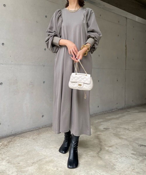 「DouDou」 長袖ワンピース FREE アイボリー レディース_画像4