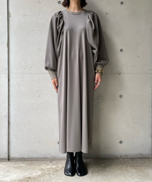 「DouDou」 長袖ワンピース FREE アイボリー レディース_画像6