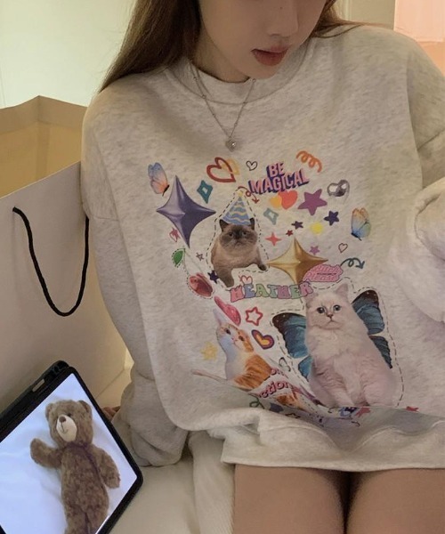 「almo」 「burlesque」スウェットカットソー FREE アイボリー レディース_画像3