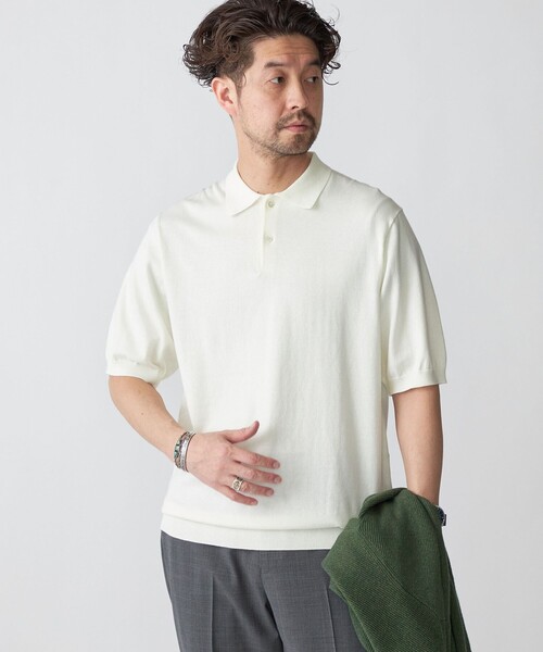 「SHIPS」 半袖ニット LARGE ネイビー メンズ_画像3