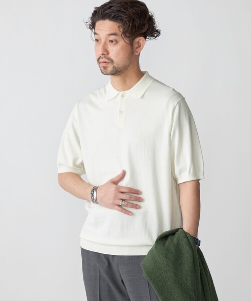 「SHIPS」 半袖ニット LARGE ネイビー メンズ_画像5