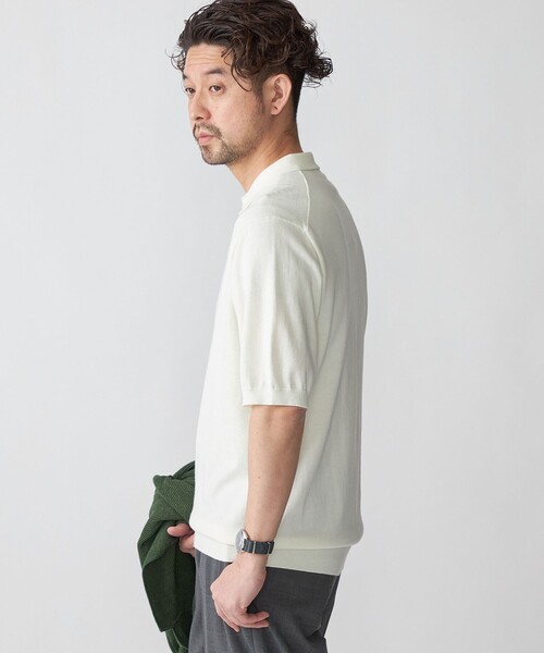 「SHIPS」 半袖ニット LARGE ネイビー メンズ_画像6