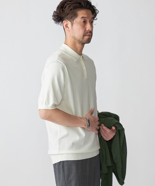 「SHIPS」 半袖ニット LARGE ネイビー メンズ_画像8