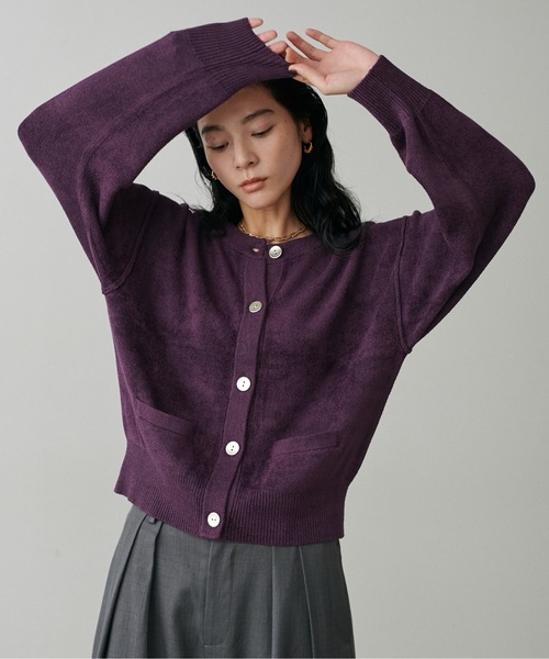「LARUTA」 ニットカーディガン FREE パープル レディース_画像6